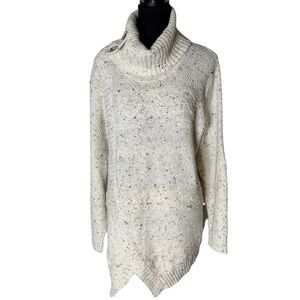 NORTHERN REFLECTIONS Vintage Cream Speckled Knit Pullover Sweater Funnel Neck XL